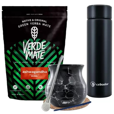 Yerba Verde Mate Ashwagandha 500g termosz készlet
