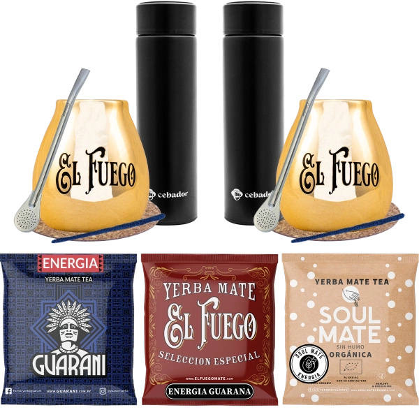 Yerba Mate készlet párok számára PREMIUM calabash termoszok