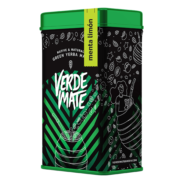 Yerbera – Fém doboz + Verde Mate Green Menta Limón 0,5 kg