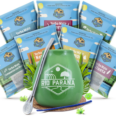 Yerba Mate Rio Parana 7x50g mintakészlet + kiegészítők