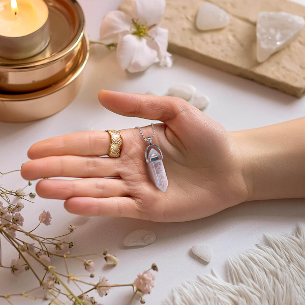 Hegyikristály medál tasakban + lánc