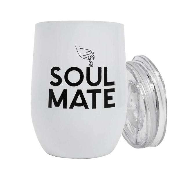 TermoLid – hőszigetelt yerba mate bögre fedéllel – Soul Mate (fehér) – 350 ml
