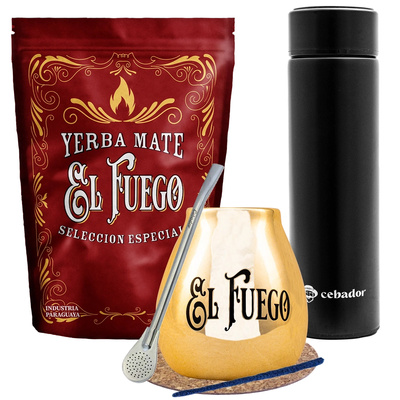 Yerba Mate El Fuego Elaborada 500g termosz készlet