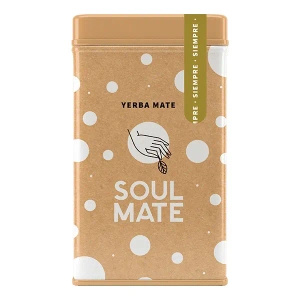 Yerbera – Fém doboz + Soul Mate Orgánica Siempre 0,5 kg