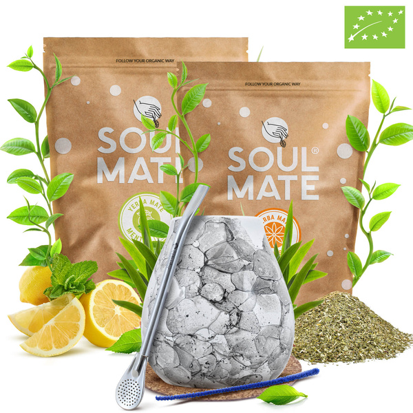 Yerba Mate készlet Soul Mate Organica 2x500g 1kg Mate Tökre + Bombilla