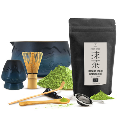Ceremoniái matcha teafőző készlet: japán BIO matcha 30g + kiegészítők