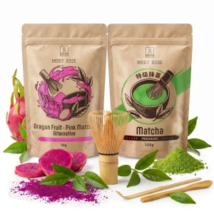 Készlet színes Matcha Latte-hoz: Matcha + Pink Matcha + kiegészítők