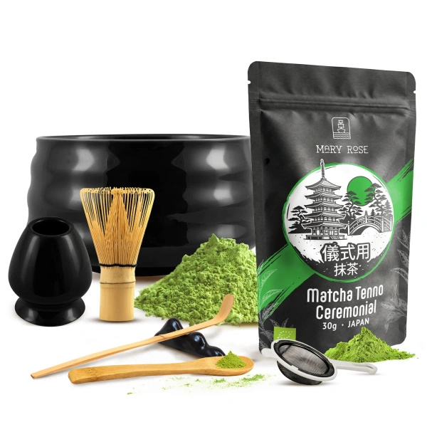 Ceremoniái matcha teafőző készlet: japán BIO matcha 30g + kiegészítők