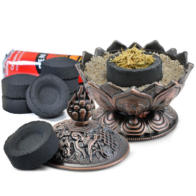 Palo santo forgács, füstölőedény és füstölő parázs készlet