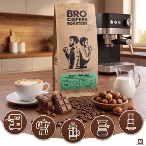 Bro Coffee Roastery – Egész kávébabos Brazil Mogiana Premium 400 g