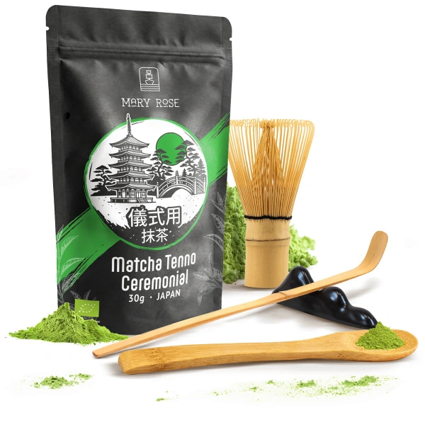 Ceremoniái matcha teafőző készlet: japán BIO matcha 30g + kiegészítők