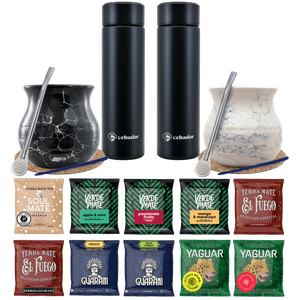Yerba Mate Thermos Bombilla készlet két személyre 500g