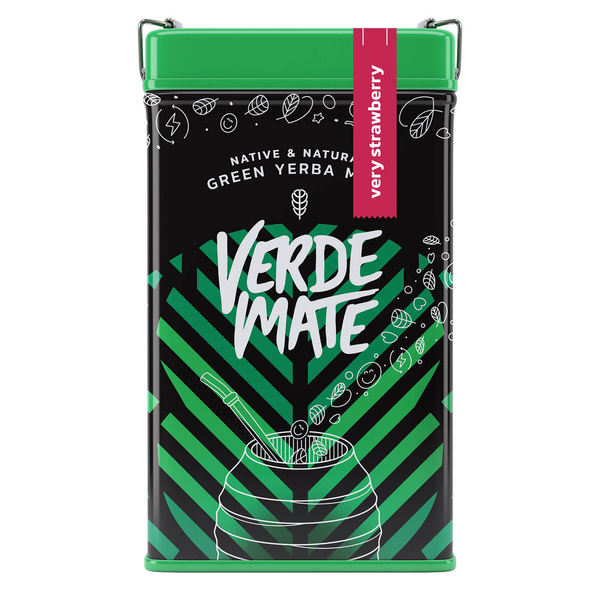 Yerbera – Fém doboz + Verde Mate Green Very Strawberry 0,5 kg