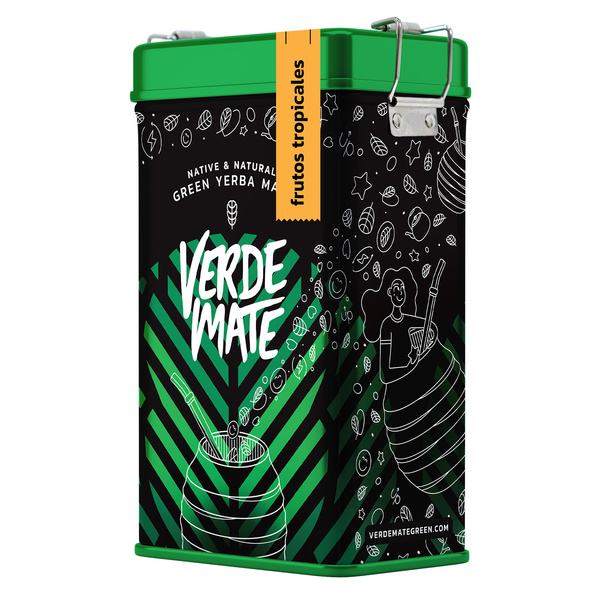 Yerbera – Fém doboz + Verde Mate Green Frutos Tropicales 0,5 kg