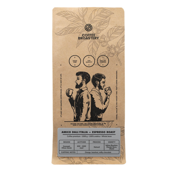 Bro Coffee Roastery - Egész kávébabos Amico dall'Italia Espresso Roast 1kg