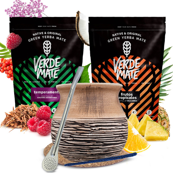 Yerba Mate készlet Verde Mate 2x500g 1kg Mate Tökre + Bombilla
