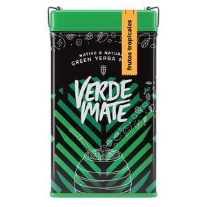 Yerbera – Fém doboz + Verde Mate Green Frutos Tropicales 0,5 kg