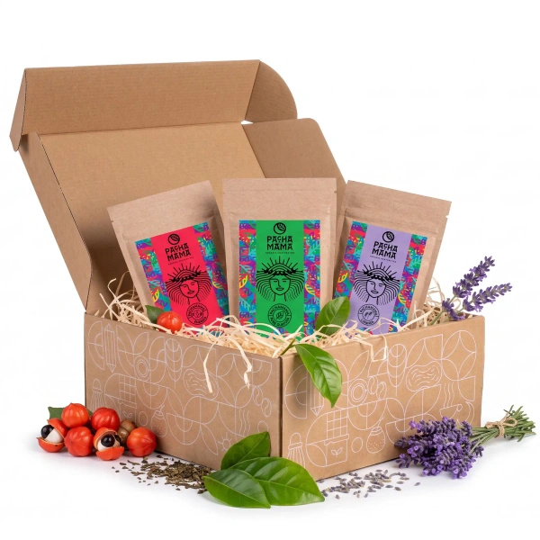 Ajándékcsomag Guayusa Pachamama: Pure + Lavanda + Energia 3x100g
