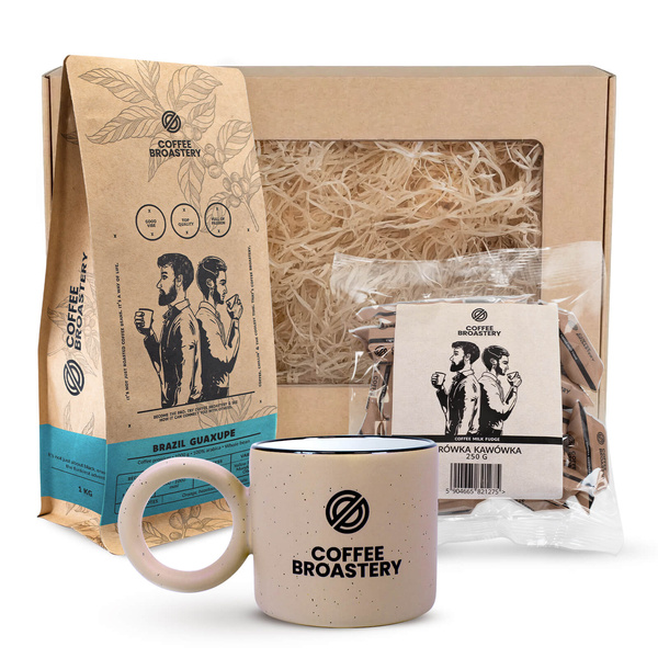 Bro Coffee Roastery ajándékszett: Brazil Guaxupe kávé + kávés tejkaramellák + bögre