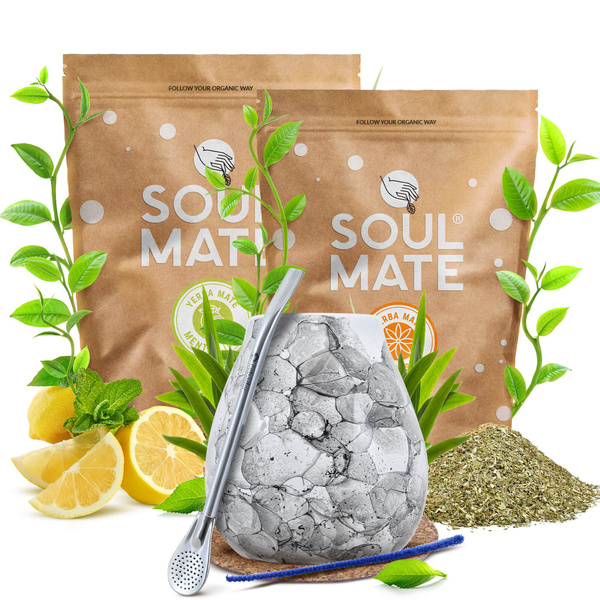 Yerba Mate készlet Soul Mate Organica 2x500g 1kg Mate Tökre + Bombilla