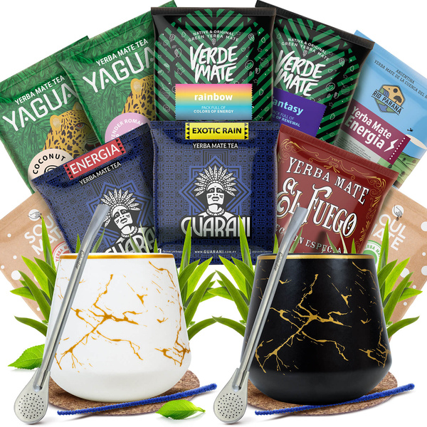 Yerba Mate szett két főre: minták 10x50g 2x Mate Tök + 2x Bombilla