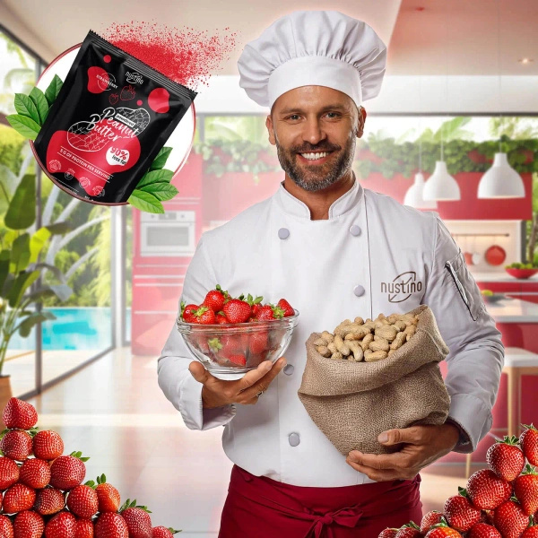 Nustino – Porított mogyoróvaj – Strawberry (cukor hozzáadása nélkül) 400 g