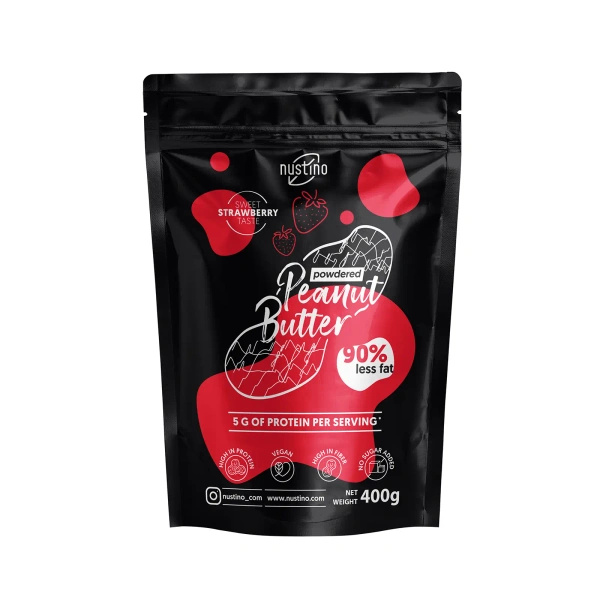 Nustino – Porított mogyoróvaj – Strawberry (cukor hozzáadása nélkül) 400 g