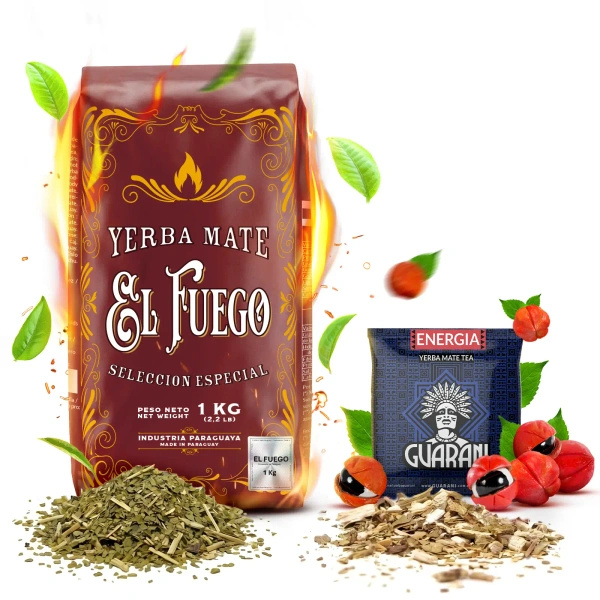 Yerba Mate készlet: El Fuego 1kg + minta Guarani Energia 50g