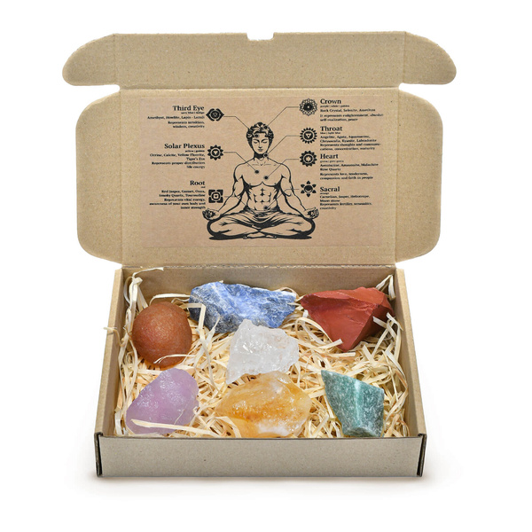 Természetes kövekből és kristályokból álló készlet - ezotéria, jóga, meditáció