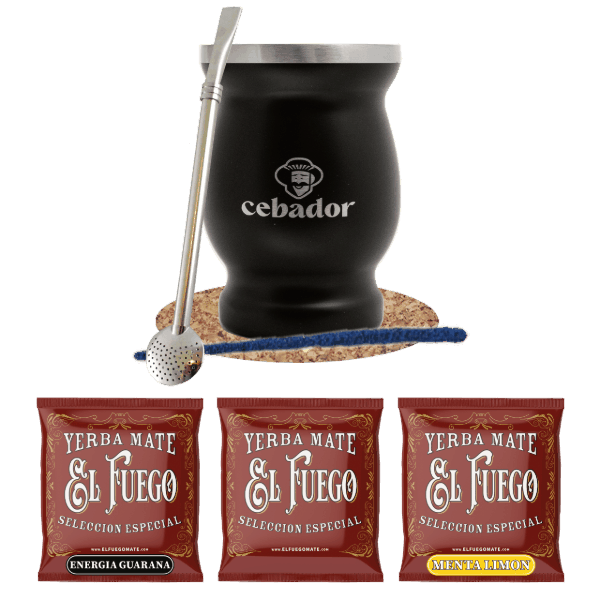 Yerba Mate készlet: minták El Fuego 3x50g + TermoMate + Bombilla