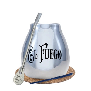 Yerba Mate BIG kalabasa bombilla ezüst El Fuego