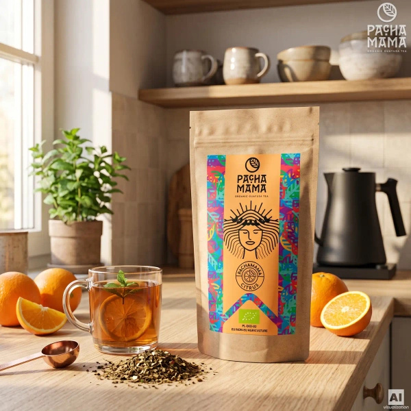 Készlet Guayusa Pachamama Citrus 100g + Mate Tök + Bombilla