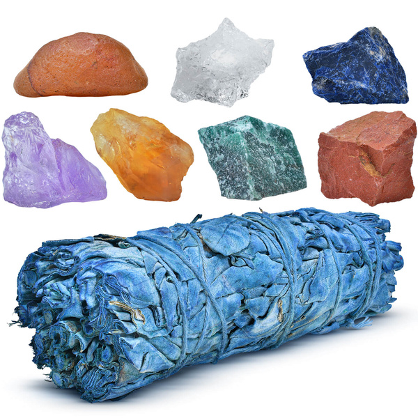 Természetes kövek, kristályok és füstölők készlete - ezotéria, jóga, meditáció