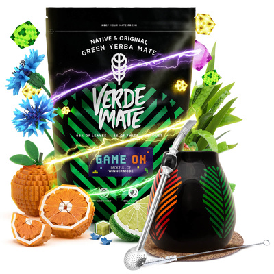 Yerba Mate készlet Verde Mate Game On 400g 0,4kg Mate Tök + Bombilla