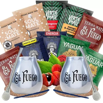 Kettős készlet Yerba Mate Calabash Bombilla 10x50g