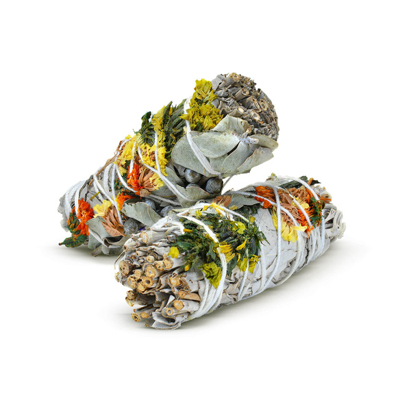 Meditációs készlet: fehér zsálya füstölő + sárga kalcit