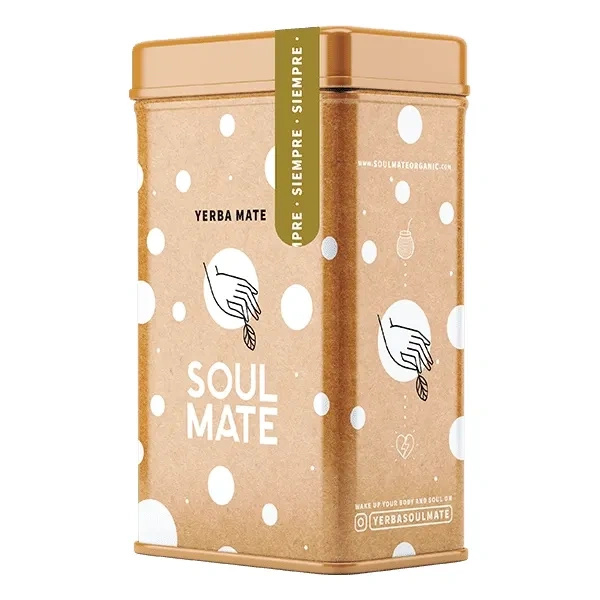 Yerbera – Fém doboz + Soul Mate Orgánica Siempre 0,5 kg