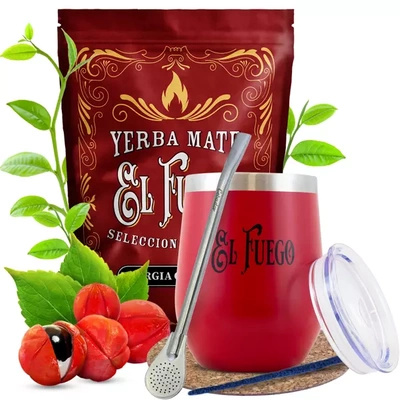Yerba Mate készlet El Fuego Energia Guarana 500g 0,5kg + TermoLid + Bombilla