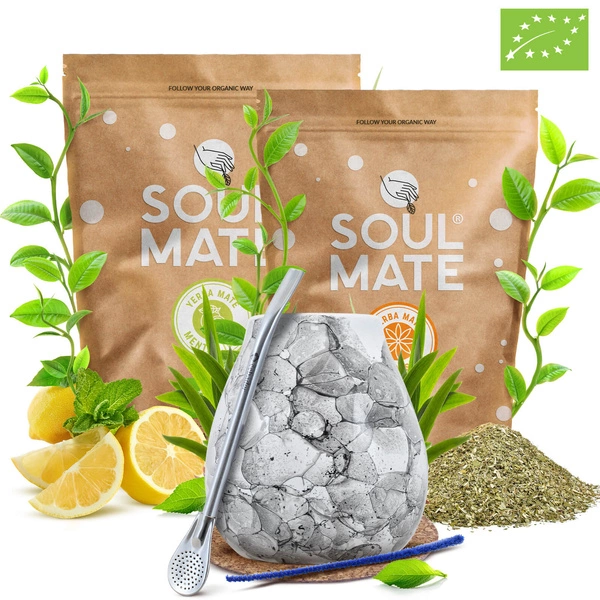 Yerba Mate készlet Soul Mate Organica 2x500g 1kg Mate Tökre + Bombilla