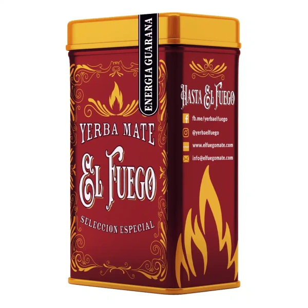 Yerbera – Fém doboz + El Fuego Energia Guarana 0,5 kg
