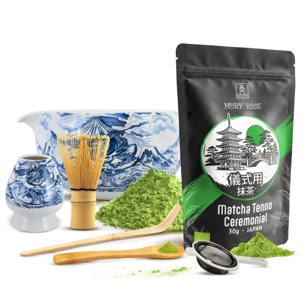 Ceremoniái matcha teafőző készlet: japán BIO matcha 30g + kiegészítők