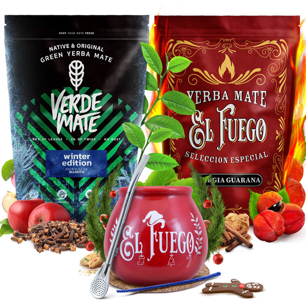 Yerba Mate téli készlet Verde Mate El Fuego 2x500g + kiegészítők