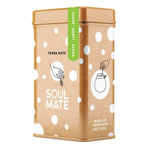Yerbera – Fém doboz + Soul Mate Orgánica Menta Limon 0,5 kg