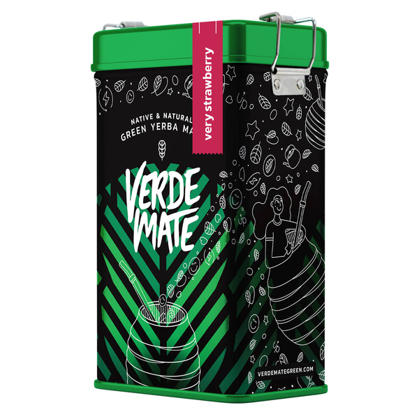 Yerbera – Fém doboz + Verde Mate Green Very Strawberry 0,5 kg