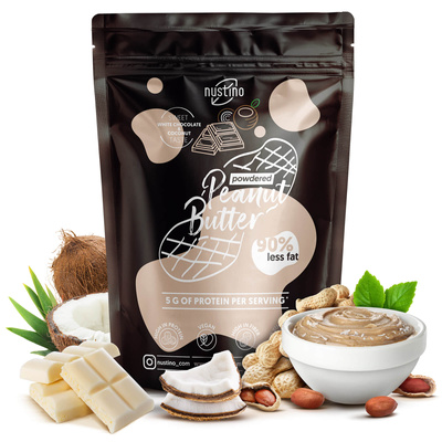 Nustino – Porított mogyoróvaj – White Chocolate & Coconut (cukor hozzáadása nélkül) 400 g