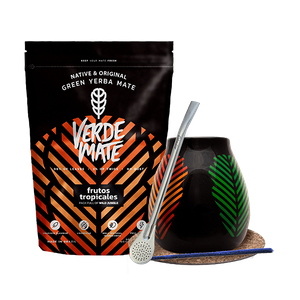 Yerba Mate készlet: Verde Mate Frutos Tropicales 500g + Mate Tök + Bombilla