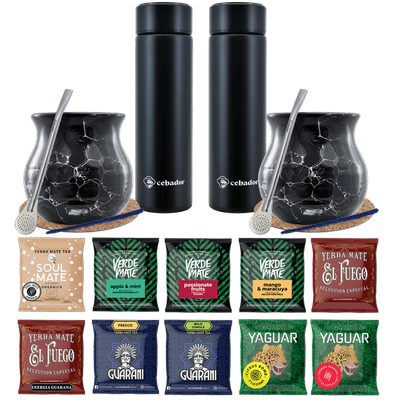 Yerba Mate Thermos Bombilla készlet két személyre 500g