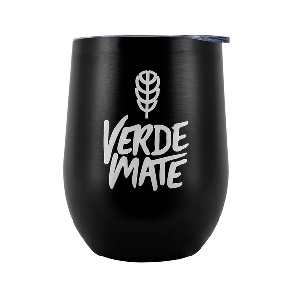 TermoLid – hőszigetelt yerba mate bögre fedéllel – Verde Mate (fekete) – 350 ml