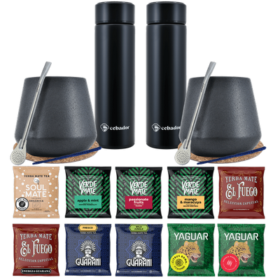 Yerba Mate Thermos Bombilla készlet két személyre 500g
