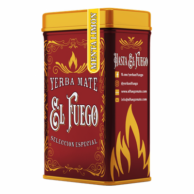 Yerbera – Fém doboz + El Fuego Menta Limon 0,5 kg